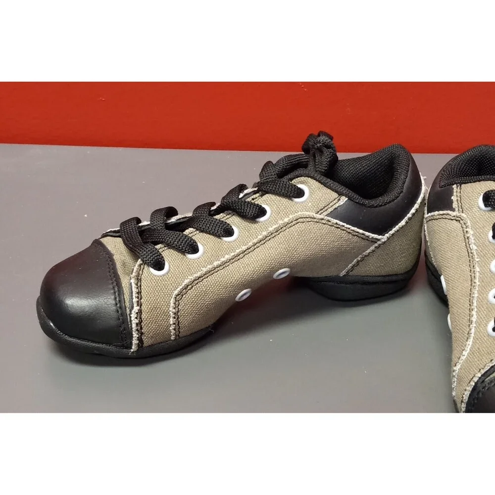 Revolution Split Sole Canvas Dance Shoes Sneakers Black Gray Child Youth Size 2